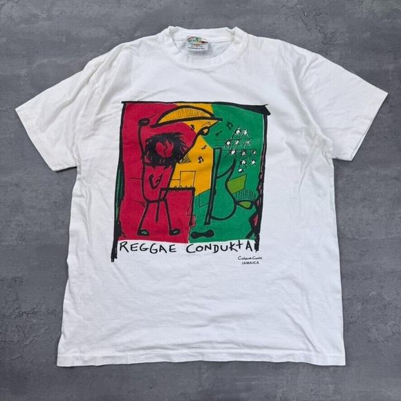 Vintage Single Stitch Reggae Condukta Rasta Music Colour Code T Shirt - Picture 1 of 4